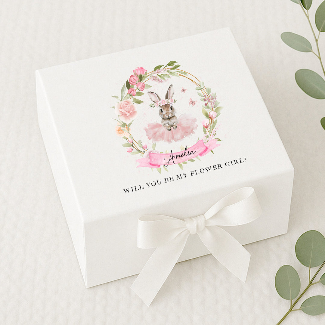 Personalised Pink Ballerina Bunny Flower Girl Proposal Box