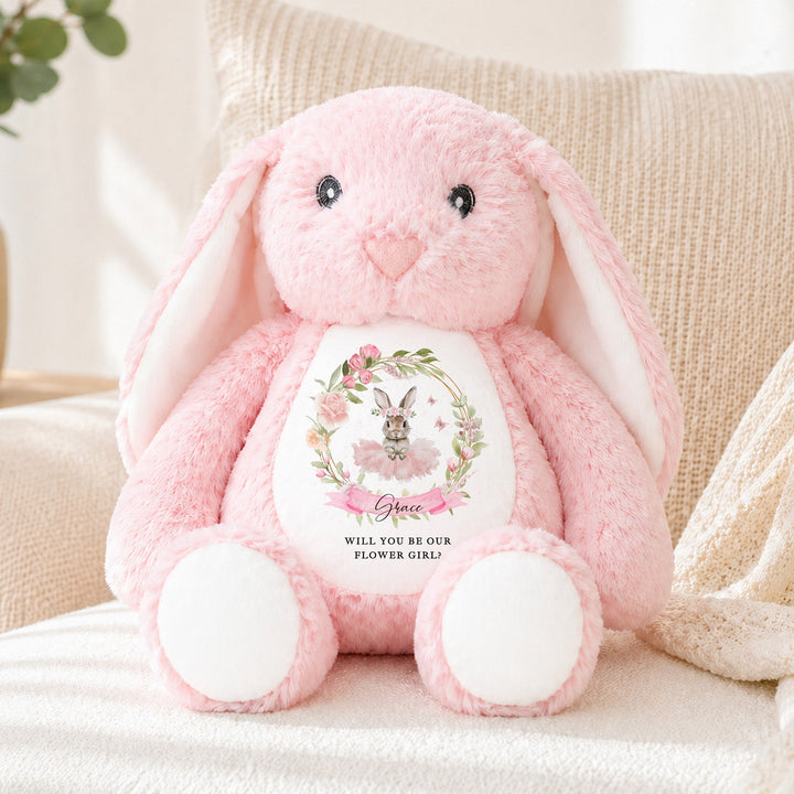 Personalised Pink Ballerina Bunny Flower Girl Rabbit Teddy