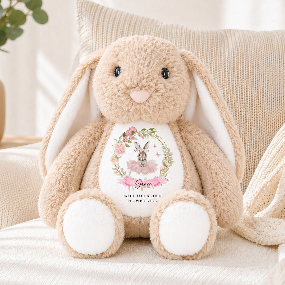 Personalised Pink Ballerina Bunny Flower Girl Rabbit Teddy