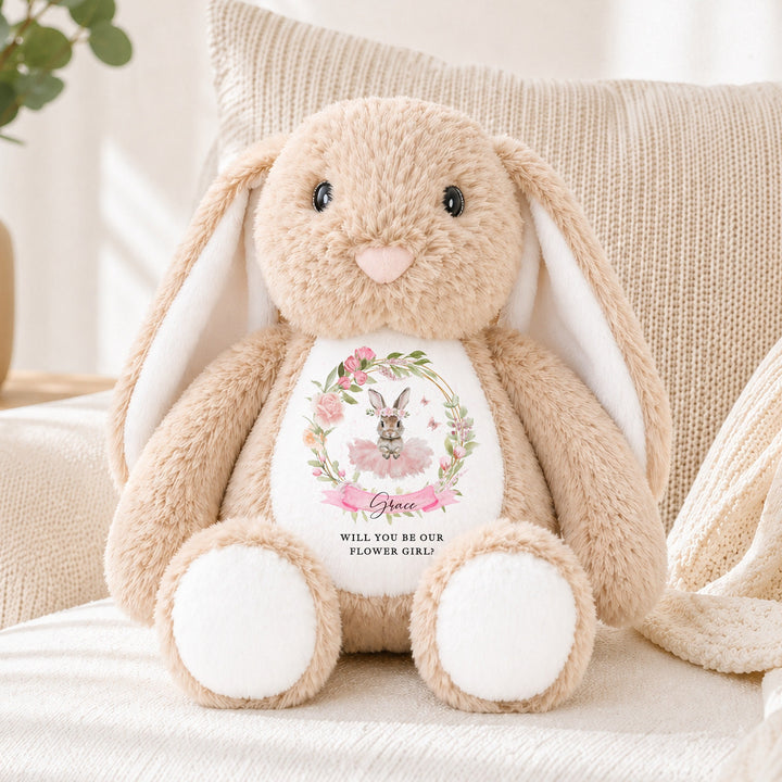Personalised Pink Ballerina Bunny Flower Girl Rabbit Teddy