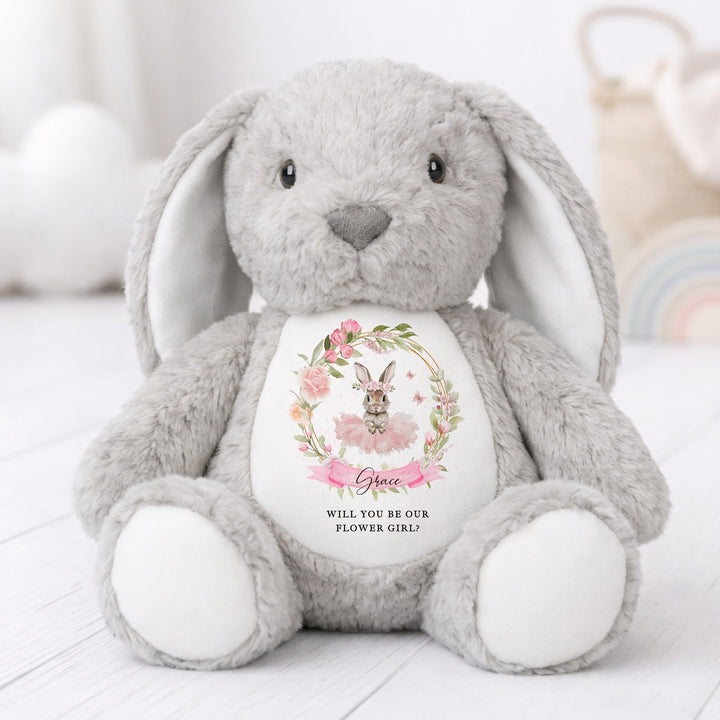 Personalised Pink Ballerina Bunny Flower Girl Rabbit Teddy