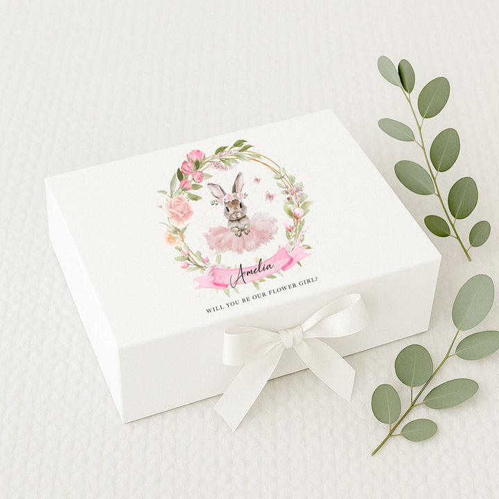 Personalised Pink Ballerina Bunny Flower Girl Proposal Box