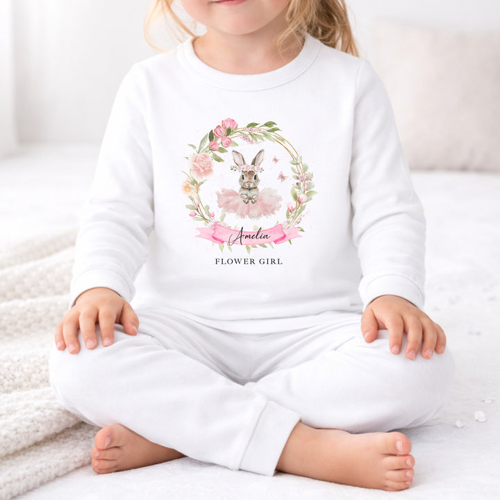 Personalised Pink Ballerina Bunny Flower Girl Pyjamas