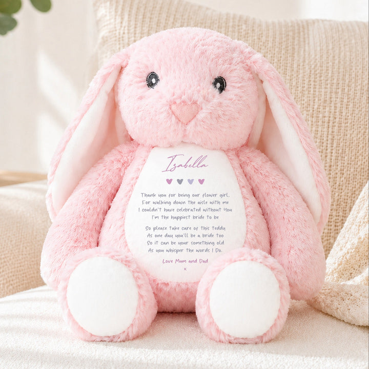 Personalised Flower Girl Poem Rabbit Teddy