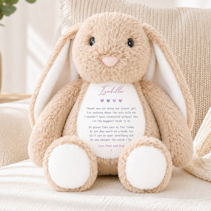 Personalised Flower Girl Poem Rabbit Teddy