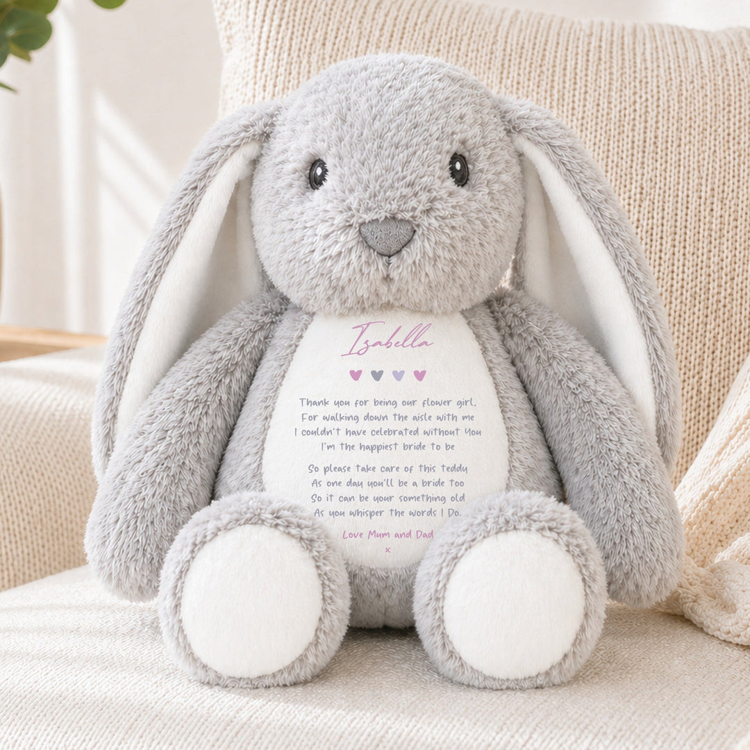 Personalised Flower Girl Poem Rabbit Teddy