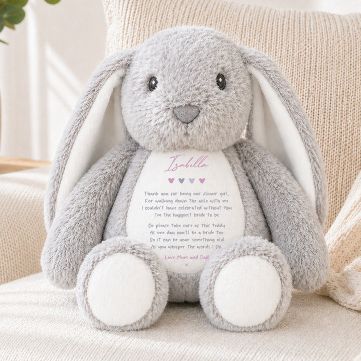 Personalised Flower Girl Poem Rabbit Teddy