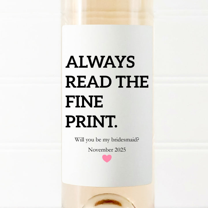 Personalised Will You Be My Bridesmaid Proposal Wine Bottle Sticker