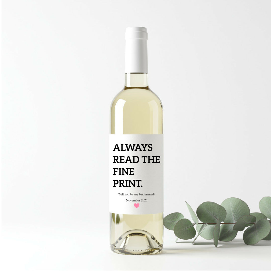 Personalised Will You Be My Bridesmaid Proposal Wine Bottle Sticker