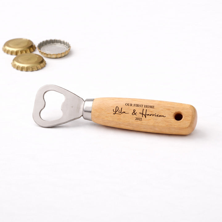 Personalised Our First Home Script Engraved Bottle Opener
