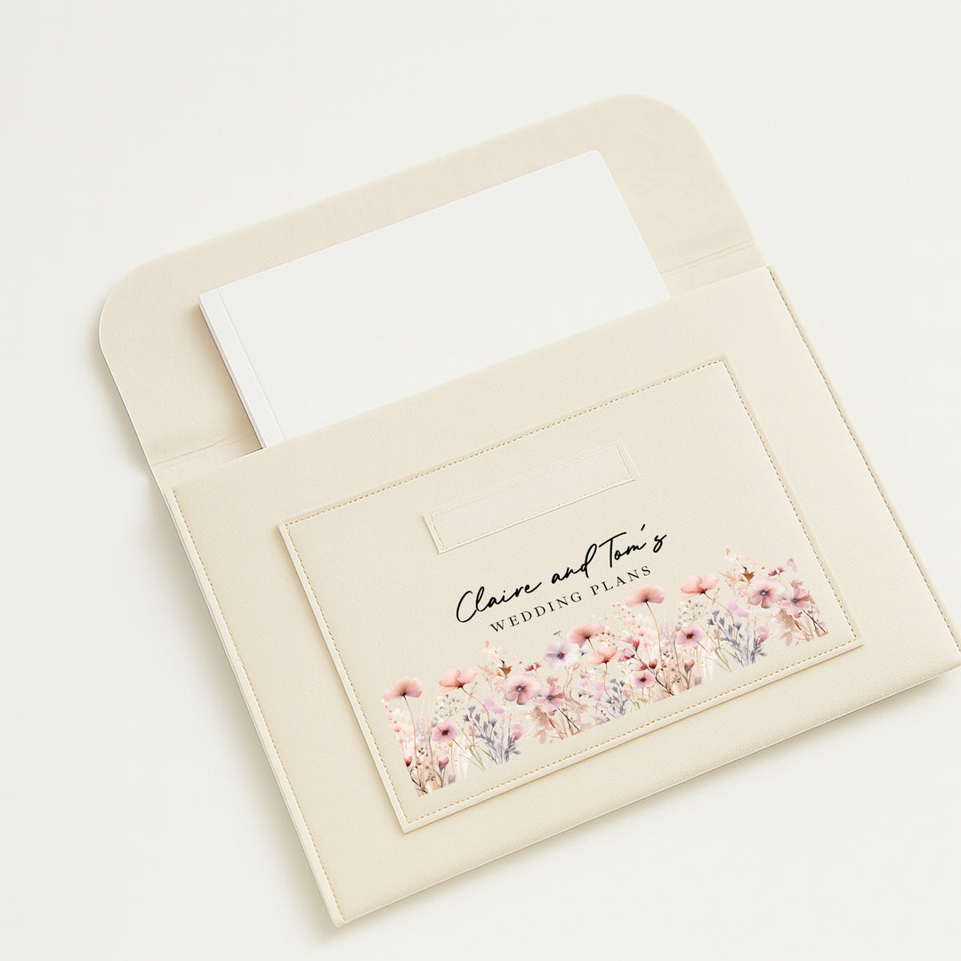 Personalised Pink Floral Wedding Plans Folder