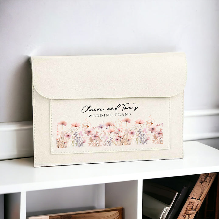 Personalised Pink Floral Wedding Plans Folder