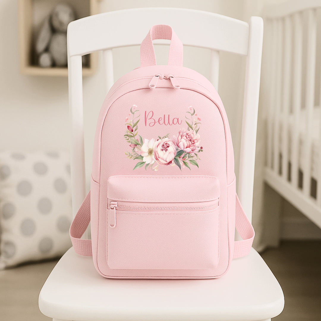 Personalised Pink Foral Toddler Backpack