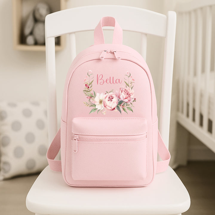 Personalised Pink Foral Toddler Backpack