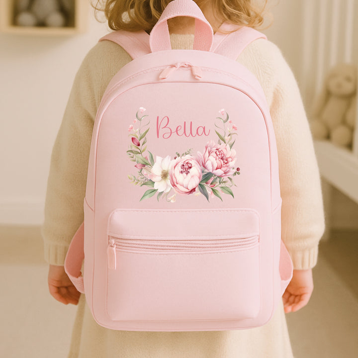 Personalised Pink Foral Toddler Backpack