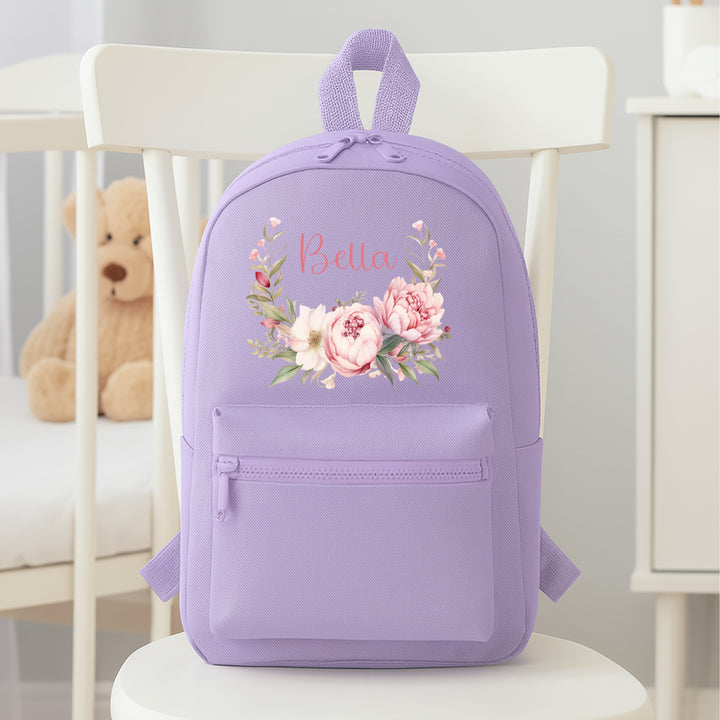 Personalised Pink Foral Toddler Backpack
