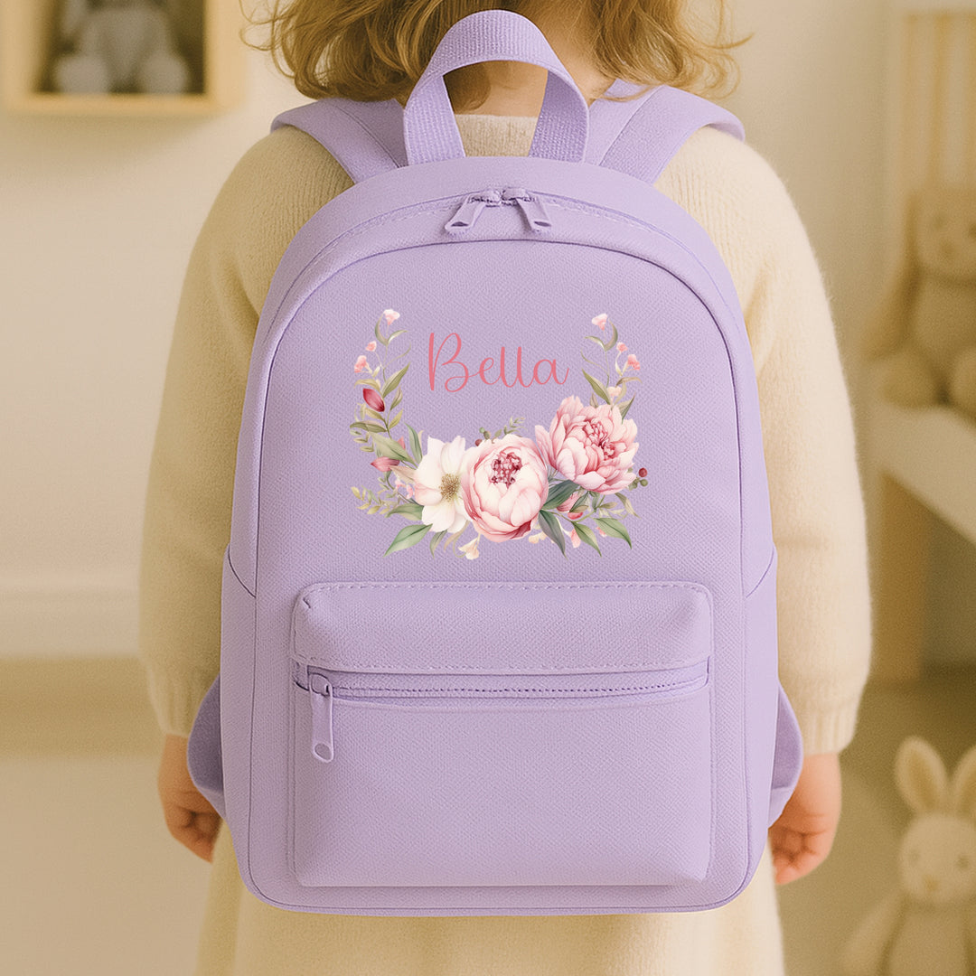 Personalised Pink Foral Toddler Backpack