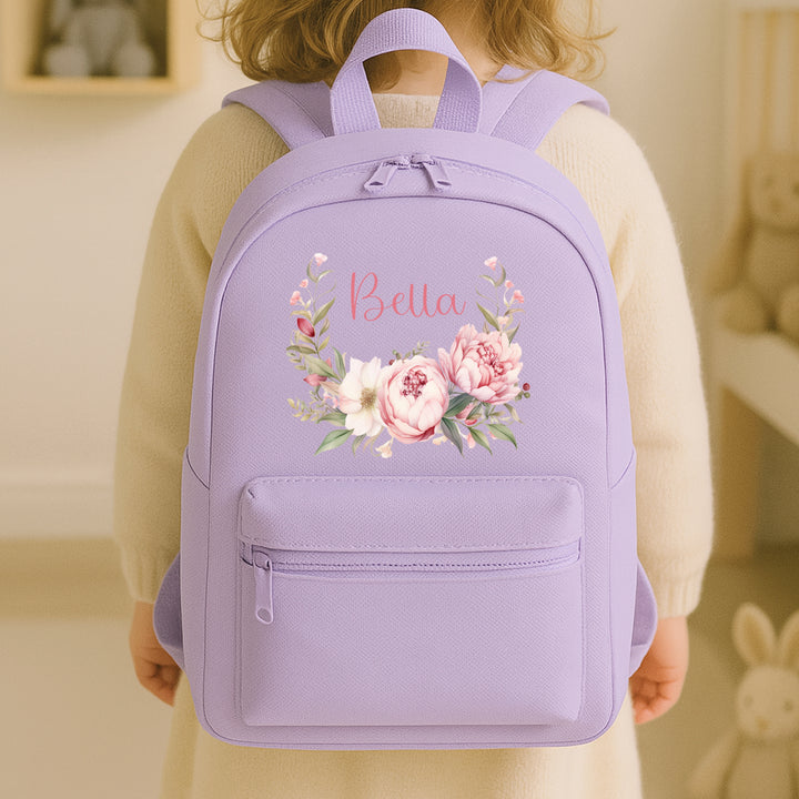 Personalised Pink Foral Toddler Backpack