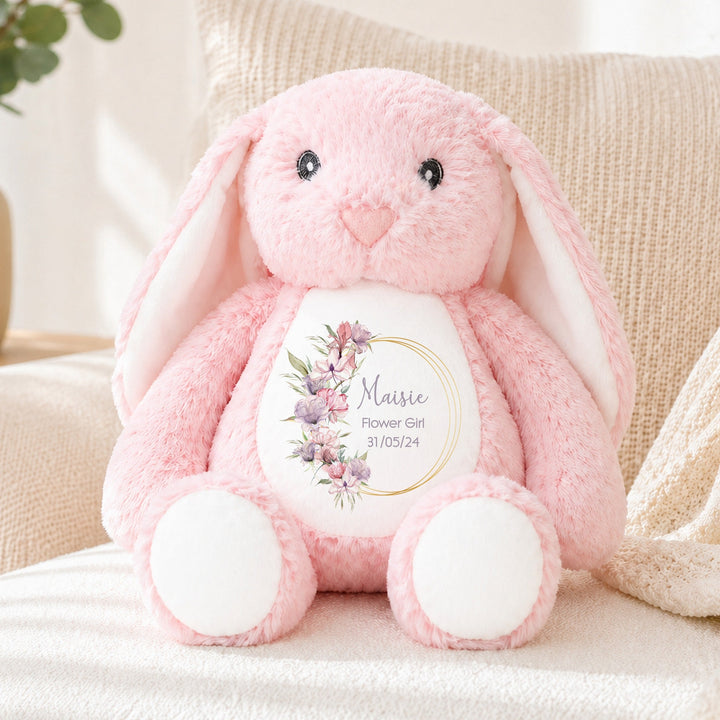 Personalised Boho Wreath Flower Girl Rabbit Teddy