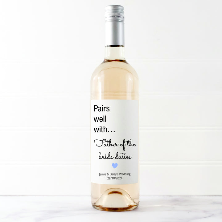 Personalised Father Of The Bride Duties Wine Bottle Sticker