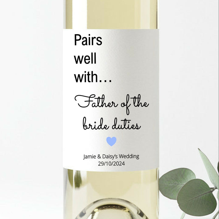 Personalised Father Of The Bride Duties Wine Bottle Sticker