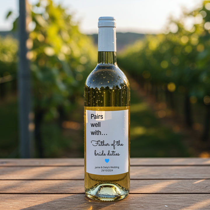 Personalised Father Of The Bride Duties Wine Bottle Sticker
