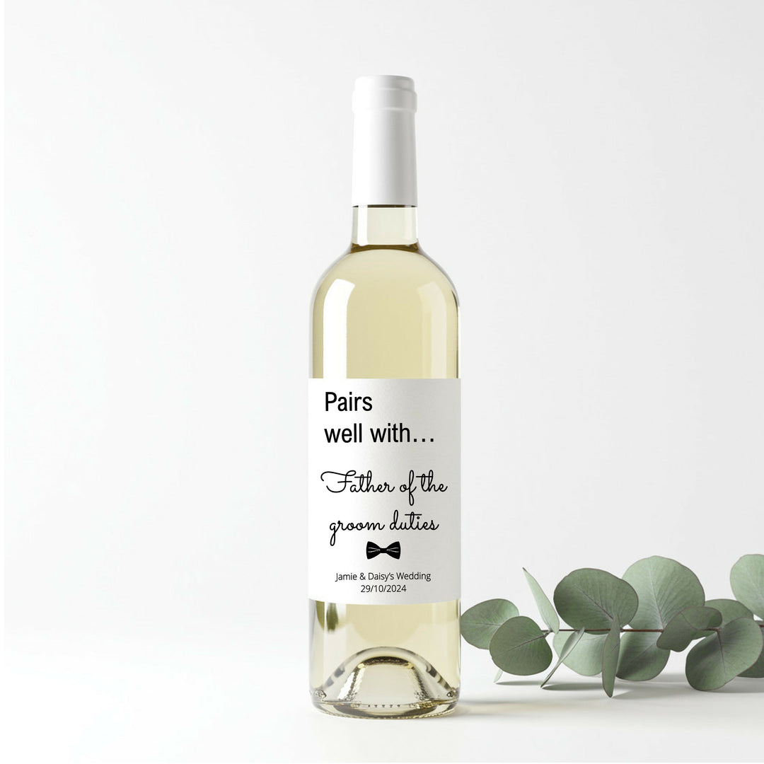 Personalised Father Of The Groom Duties Wine Bottle Sticker