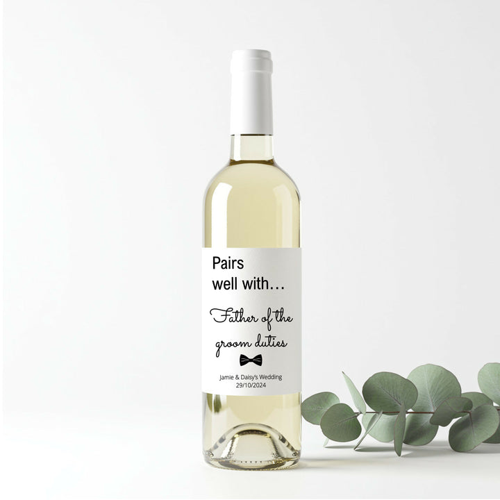 Personalised Father Of The Groom Duties Wine Bottle Sticker