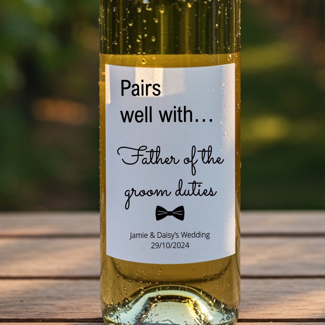 Personalised Father Of The Groom Duties Wine Bottle Sticker
