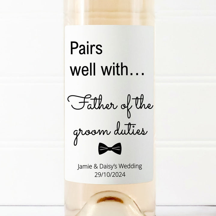 Personalised Father Of The Groom Duties Wine Bottle Sticker