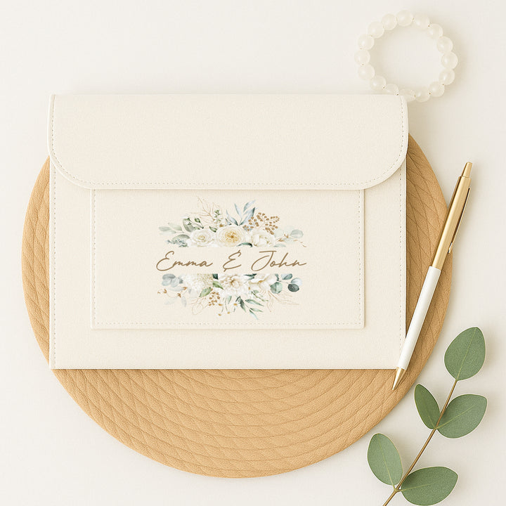 Personalised Gold Floral Wedding Plans Folder
