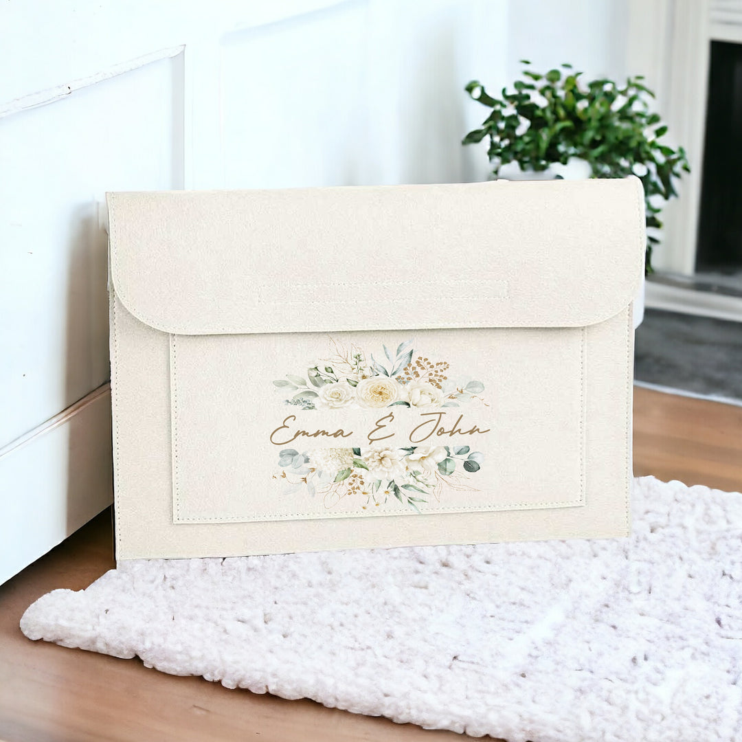 Personalised Gold Floral Wedding Plans Folder