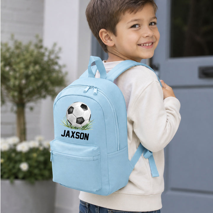 Personalised Blue Football Toddler Backpack