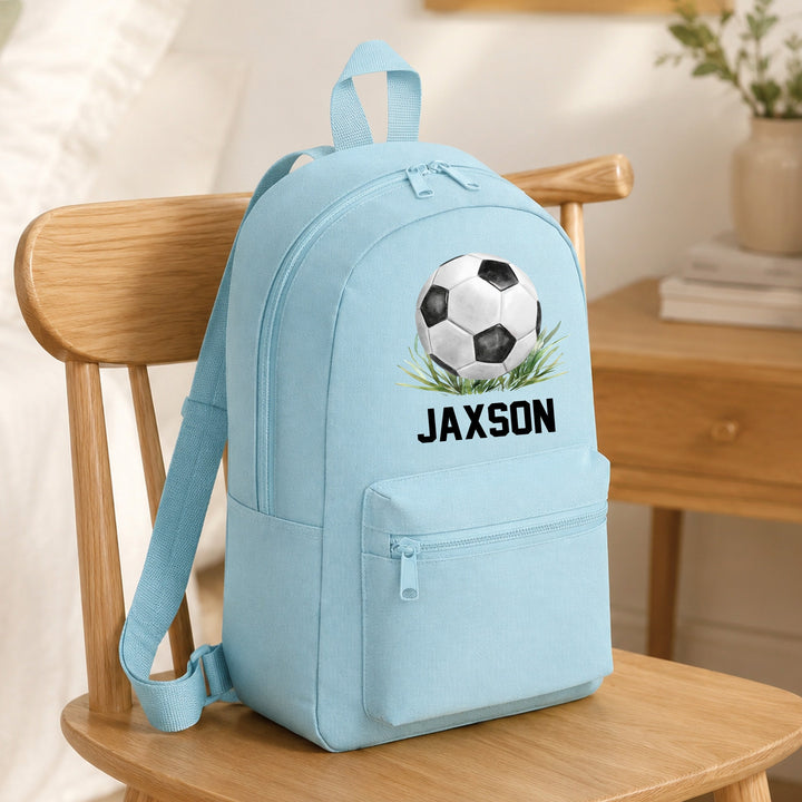 Personalised Blue Football Toddler Backpack