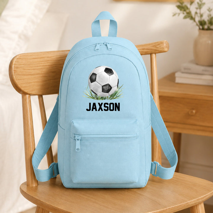 Personalised Blue Football Toddler Backpack