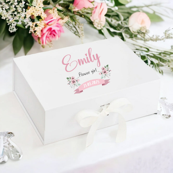 Personalised Pink Florla Flower Girl Gift Box