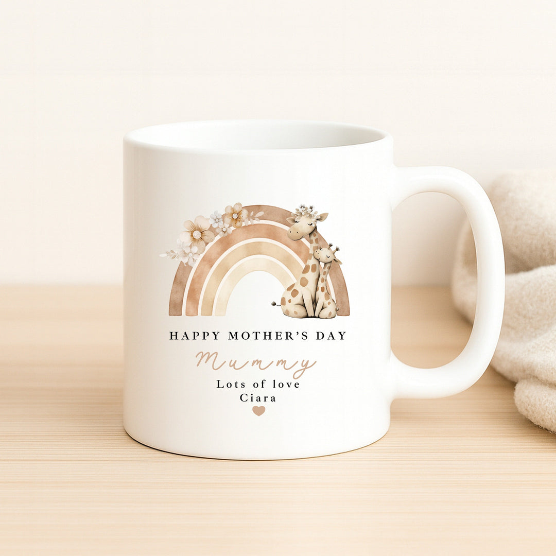Personalised Giraffe Rainbow Happy Mother&