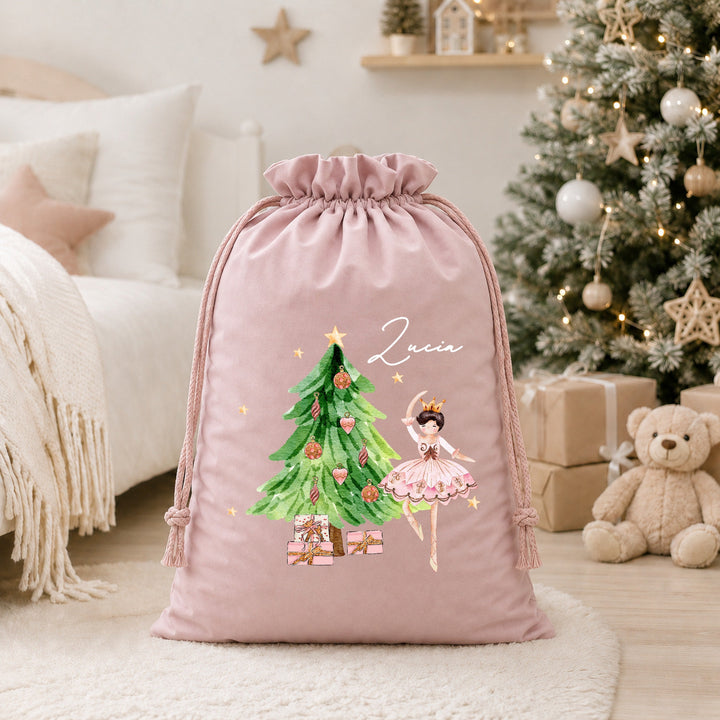 Personalised Pink Ballerina Christmas Stocking or Santa Sack