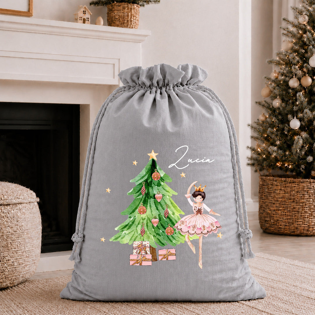 Personalised Pink Ballerina Christmas Stocking or Santa Sack
