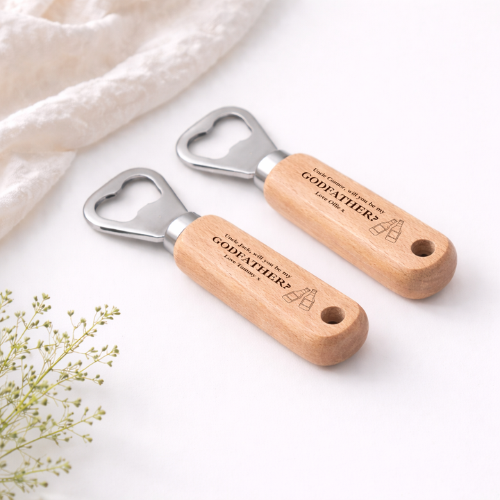 Personalised Will You Be My Godfather? Engraved Bottle Opener
