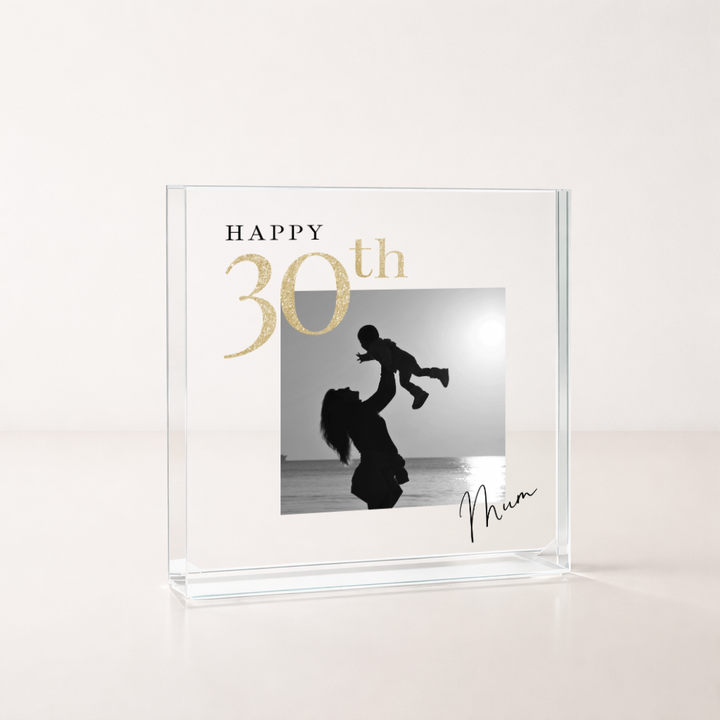 Personalised Black and Gold Photo Acrylic 30th Birthday Gift