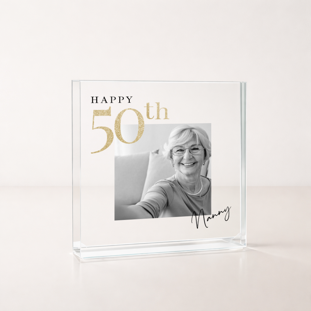 Personalised Black and Gold Photo Acrylic 50th Birthday Gift