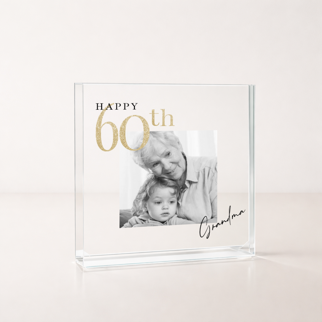 Personalised Black and Gold Photo Acrylic 60th Birthday Gift