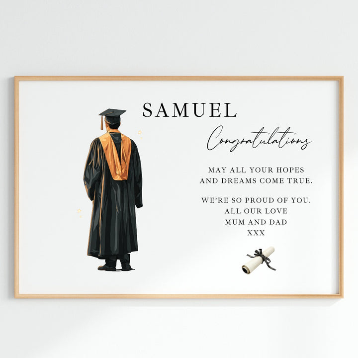 Personalised Boy Graduation Wall Print