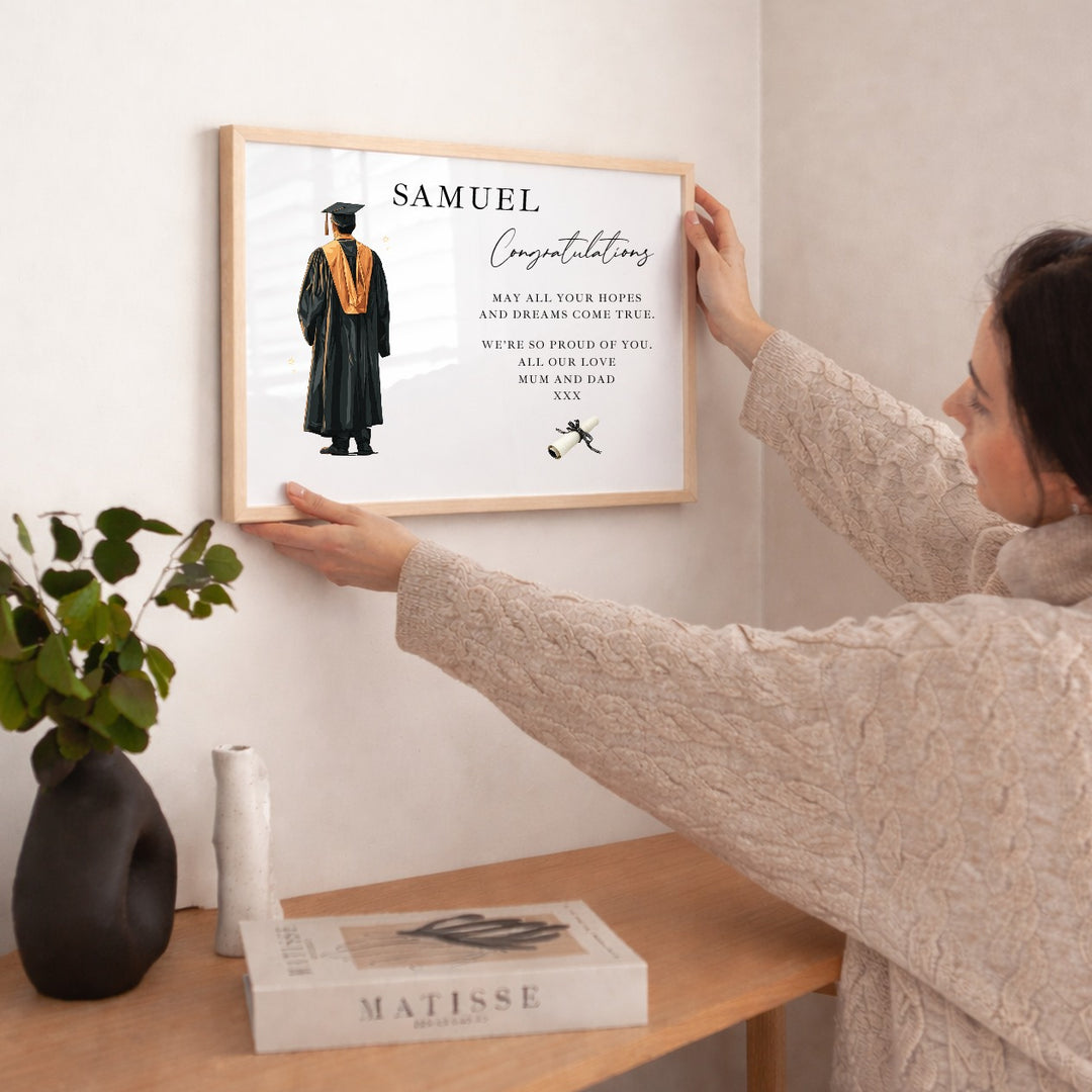 Personalised Boy Graduation Wall Print