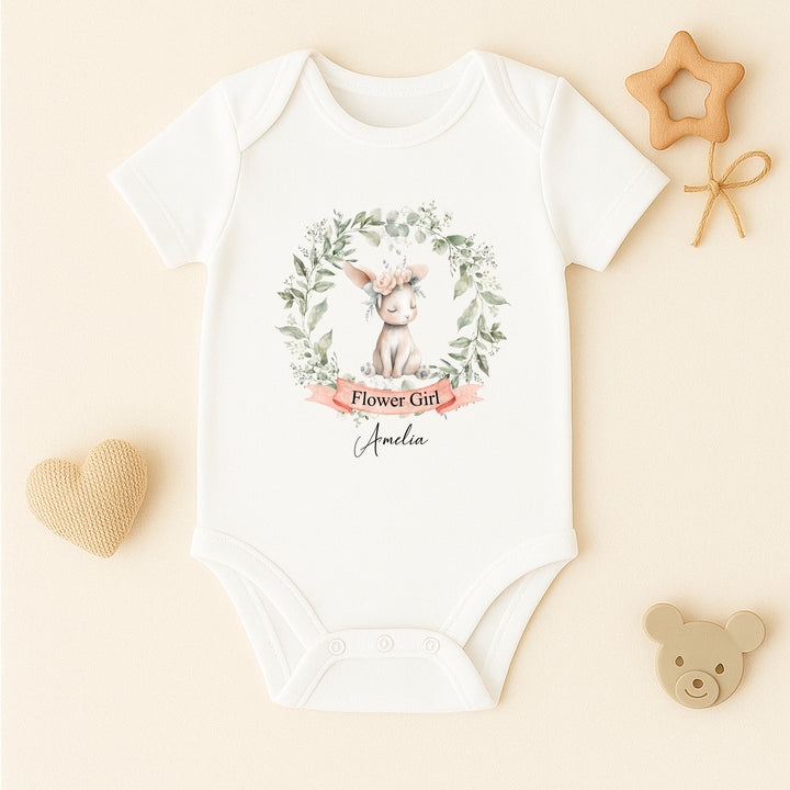 Personalised Bunny Wreath Flower Girl T-Shirt Or Baby Vest