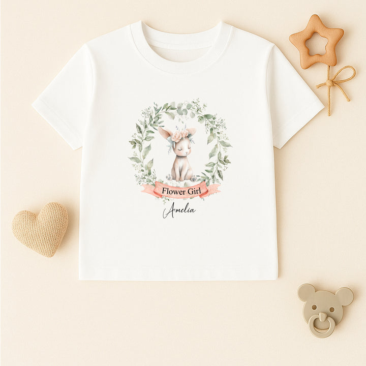 Personalised Bunny Wreath Flower Girl T-Shirt Or Baby Vest