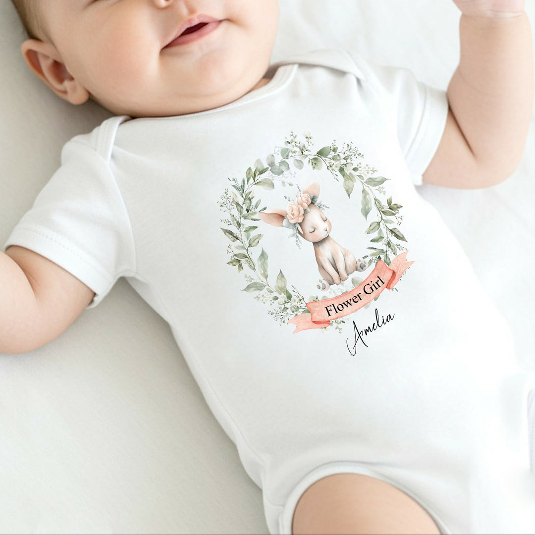 Personalised Bunny Wreath Flower Girl T-Shirt Or Baby Vest