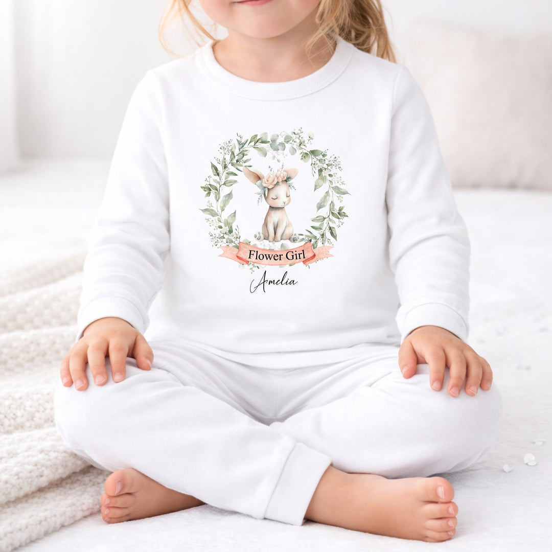 Personalised Bunny Wreath Flower Girl Pyjamas