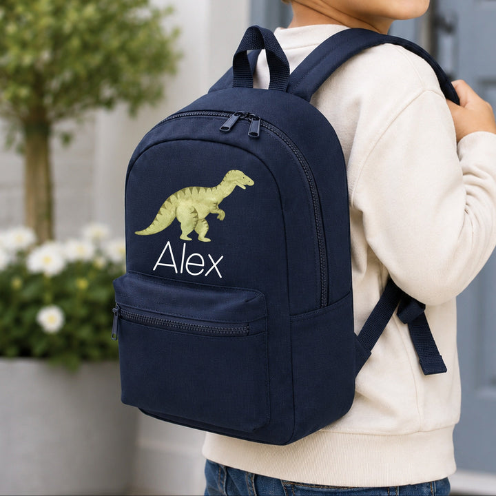 Personalised Navy Dinosaur Toddler Backpack
